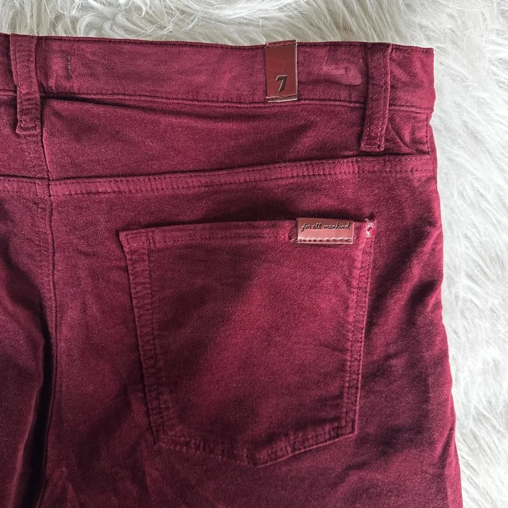 7 For All Mankind Pants Burgundy Velvet Skinny Wine Red Mid Rise Womens Size 32